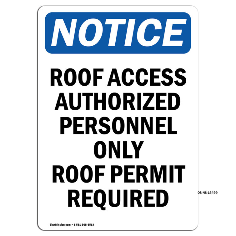 Roof Access Authorized Personnel Only Sign - 4x8 Inch Brushed Aluminum Safety Sign